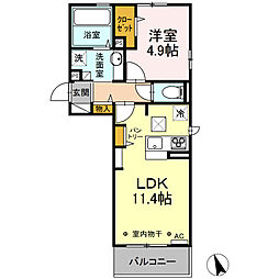 Ｊ-Ｒｏｏｍ妃 VI番館 柳町 1階1LDKの間取り