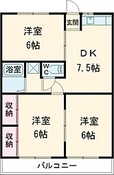 サニーヴィレッジ2 3DKの間取図画像