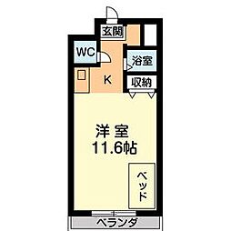 VIP-IN太平洋ノースヒルズ 3階1Kの間取り