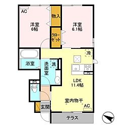 グランプレジールB 2LDKの間取図画像