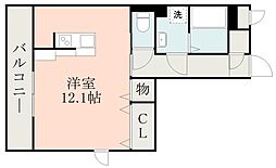 エルカーサ黒髪 ワンルームの間取図画像