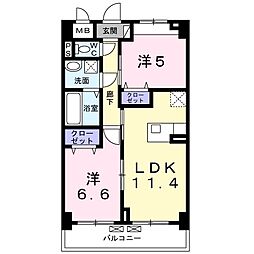 ラフィナージュ 4階2LDKの間取り