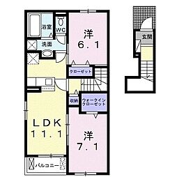 スリザリン3 2LDKの間取図画像