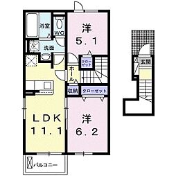 ルミナスガーデンA 2LDKの間取図画像