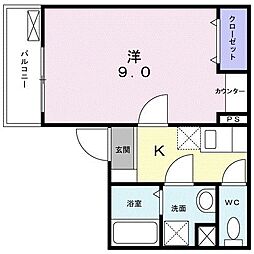 マナマヒナ 1Kの間取図画像