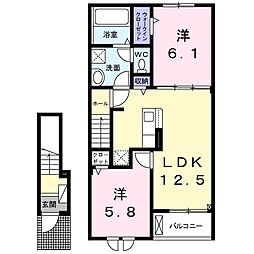 サニーグレイス 2LDKの間取図画像