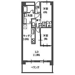 三向ハイツ元今泉 2LDKの間取図画像
