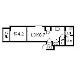 JR片町線(学研都市線) 鴻池新田駅 徒歩8分の賃貸アパート 1階1LDKの間取り