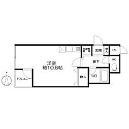 リエス支倉町 5階ワンルームの間取り