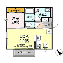 ブルームローズB 1LDKの間取図画像