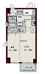 コリドール西内町 8階1LDKの間取り