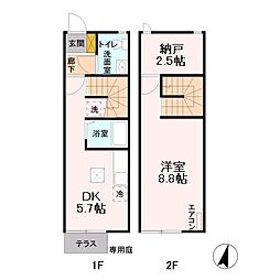 フォンテーヌ フォー 1階1DKの間取り