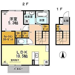 カーサフェリーチェ 1LDKの間取図画像