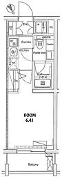 PREMIUMCUBE大崎 1Kの間取図画像
