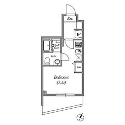 ＳＱＵＡＲＥ　ＣＩＴＹ　ＫＡＮＡＭＡＣＨＩ 9階ワンルームの間取り