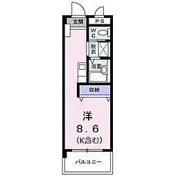 カーサオーラ・ソーレ ワンルームの間取図画像