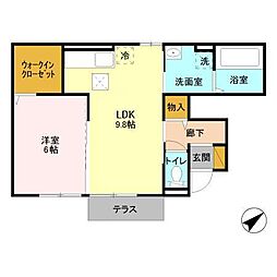 ペア 1階1LDKの間取り