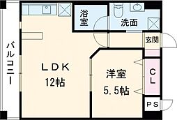 レジディア熊本辛島 1LDKの間取図画像