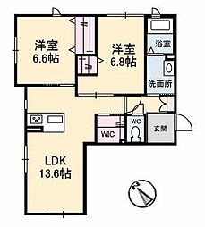 ブレースＲ 2階2LDKの間取り