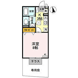JR山陰本線 綾部駅 徒歩15分の賃貸アパート 1階1Kの間取り