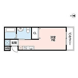 JR山陽本線 須磨駅 徒歩8分の賃貸アパート 1階1Kの間取り