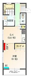 すまいる17番館 1DKの間取図画像