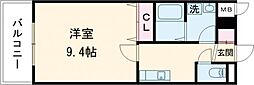 シーフラット 1Kの間取図画像