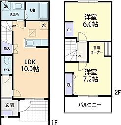 Green Valley (グリーンバレー) 2LDKの間取図画像
