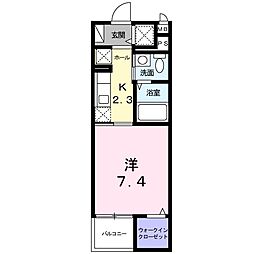 ラフレシール 1Kの間取図画像