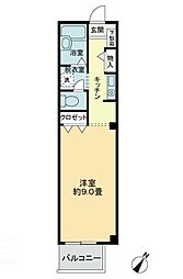 フォブールヒロB 1Kの間取図画像