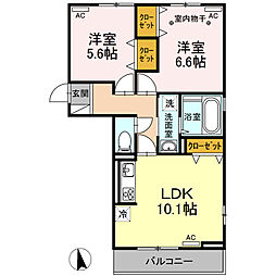 イスズサンピア2 2LDKの間取図画像