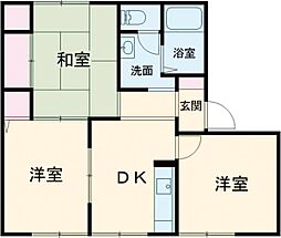 優コーポII 1階3DKの間取り