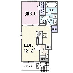 ブルームウィズグレースB棟 1LDKの間取図画像
