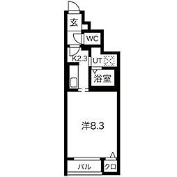 上野ハイツ 1階1Kの間取り