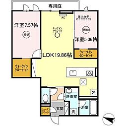 ラ・カーサ・フェリーチェ 1階2LDKの間取り