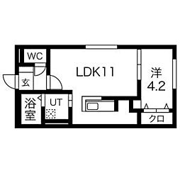 PRECIOSA菊水 2階1LDKの間取り