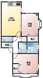 壱刻館 201 2階2LDKの間取り