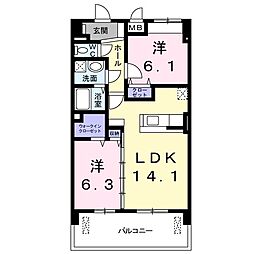 モアドリーム 2LDKの間取図画像