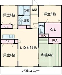 カルディアひかり 3階4LDKの間取り