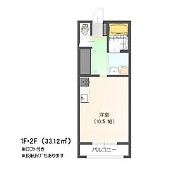 すまいる8番館 2階ワンルームの間取り