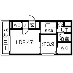 ラルーチェ 1LDKの間取図画像