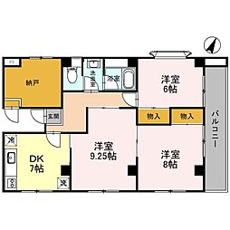 松村ビル 2階3DKの間取り