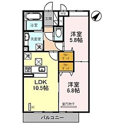 シャルムアンジュ 2LDKの間取図画像