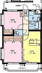 Ｓ・ＡＳＡＧＩＲＩ 4階2LDKの間取り