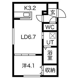 アルーア北大前 1LDKの間取図画像
