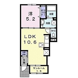 高松市木太町アパート 1LDKの間取図画像
