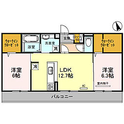 メルシー大将軍1 2LDKの間取図画像