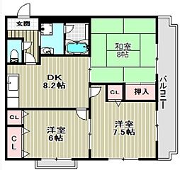 ルナパリス 3DKの間取図画像
