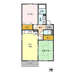 セジュールブルースカイ 2DKの間取図画像