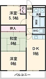 カルディア源 4階3LDKの間取り